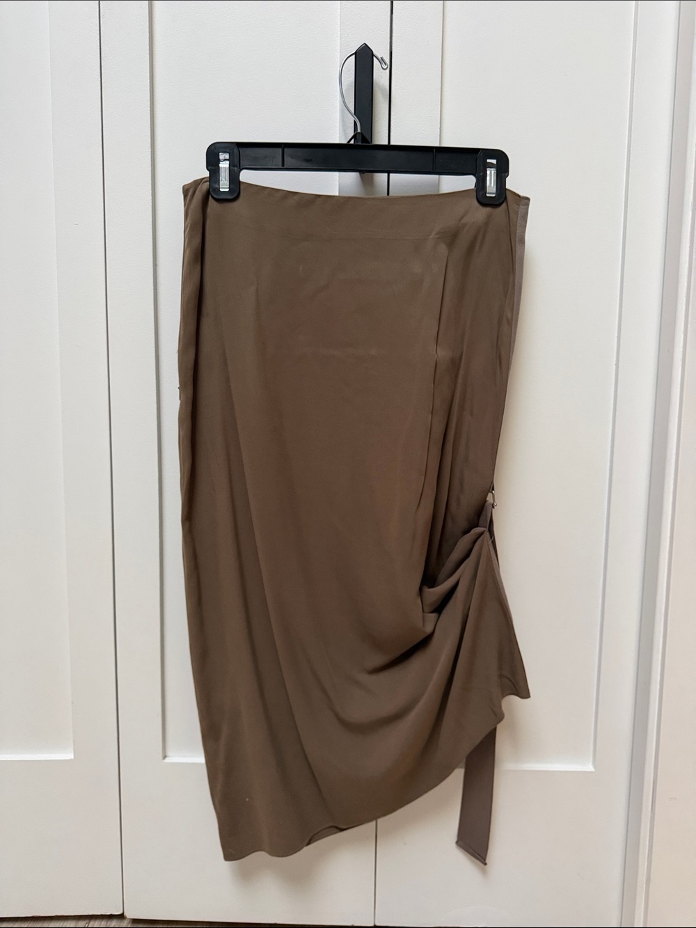 Draped Midi Skirt in Brown